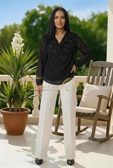 Čierna blúzka s perličkami